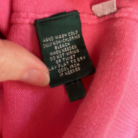 L-RL Lauren Active bubblegum pink, lattice-knit sleeve, pullover sweater, small - Picture 9 of 9